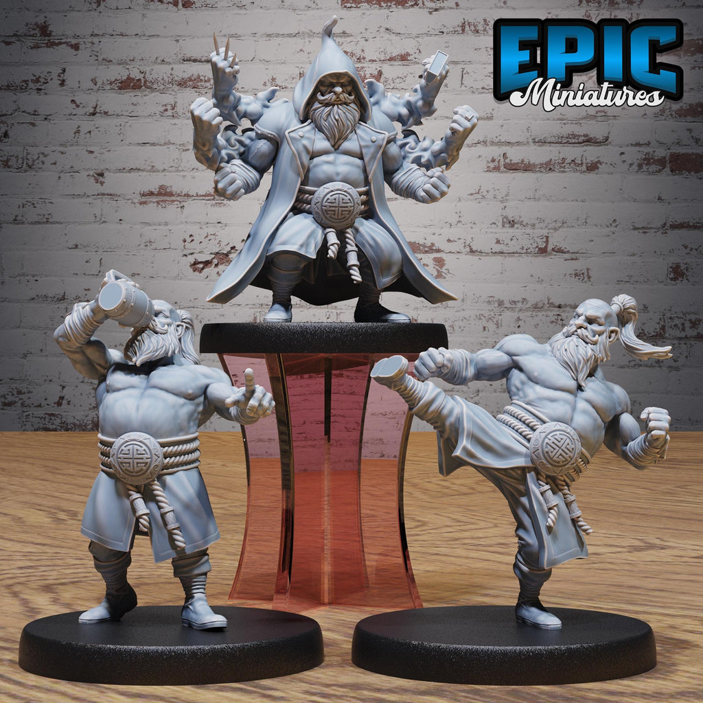 Dwarf Monk Set of 3 DND miniatures group photo Secretive East