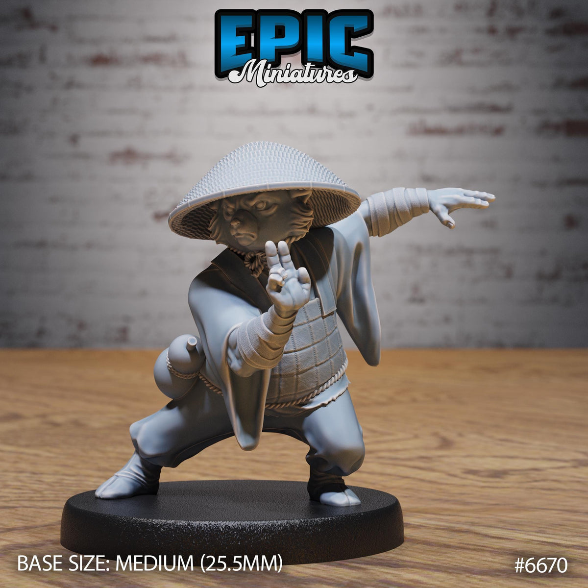 Red Panda Monk Option #6670 front DND miniature Secretive East 16k resin