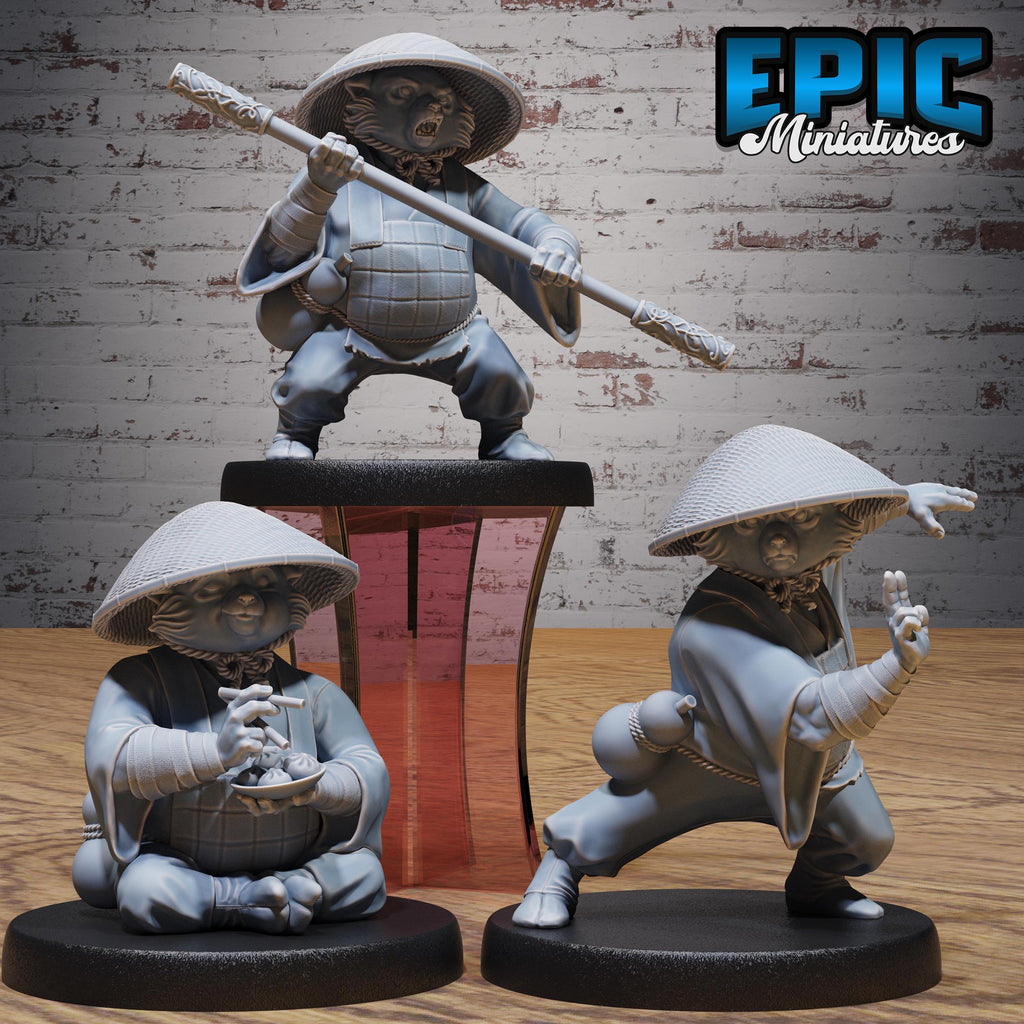 Red Panda Monk Set of 3 DND miniatures group photo Secretive East