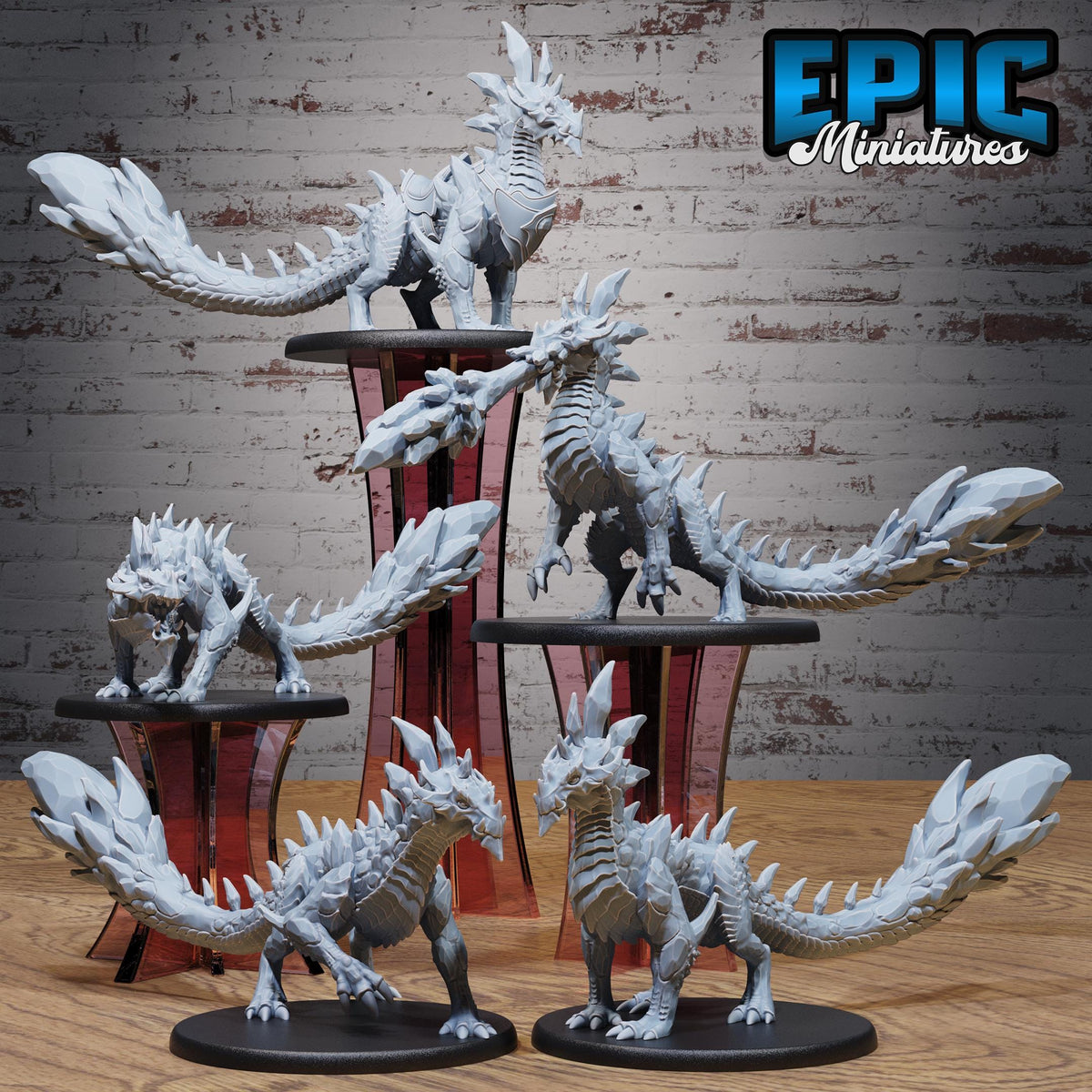 Amethyst Guard Drake Set of 5 DND miniatures group photo Secretive East