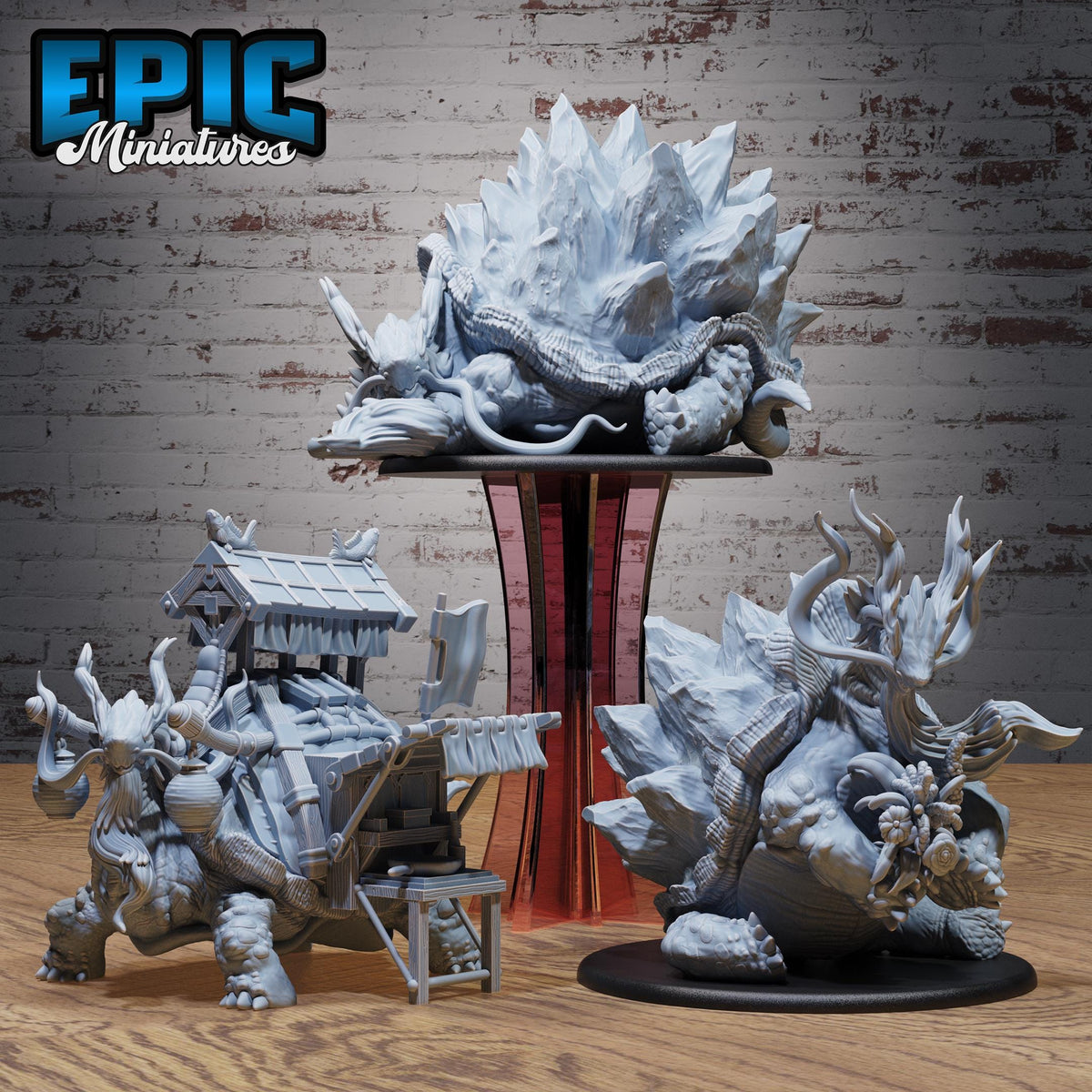 Old Tortoise Set of 3 DND miniatures group photo Secretive East