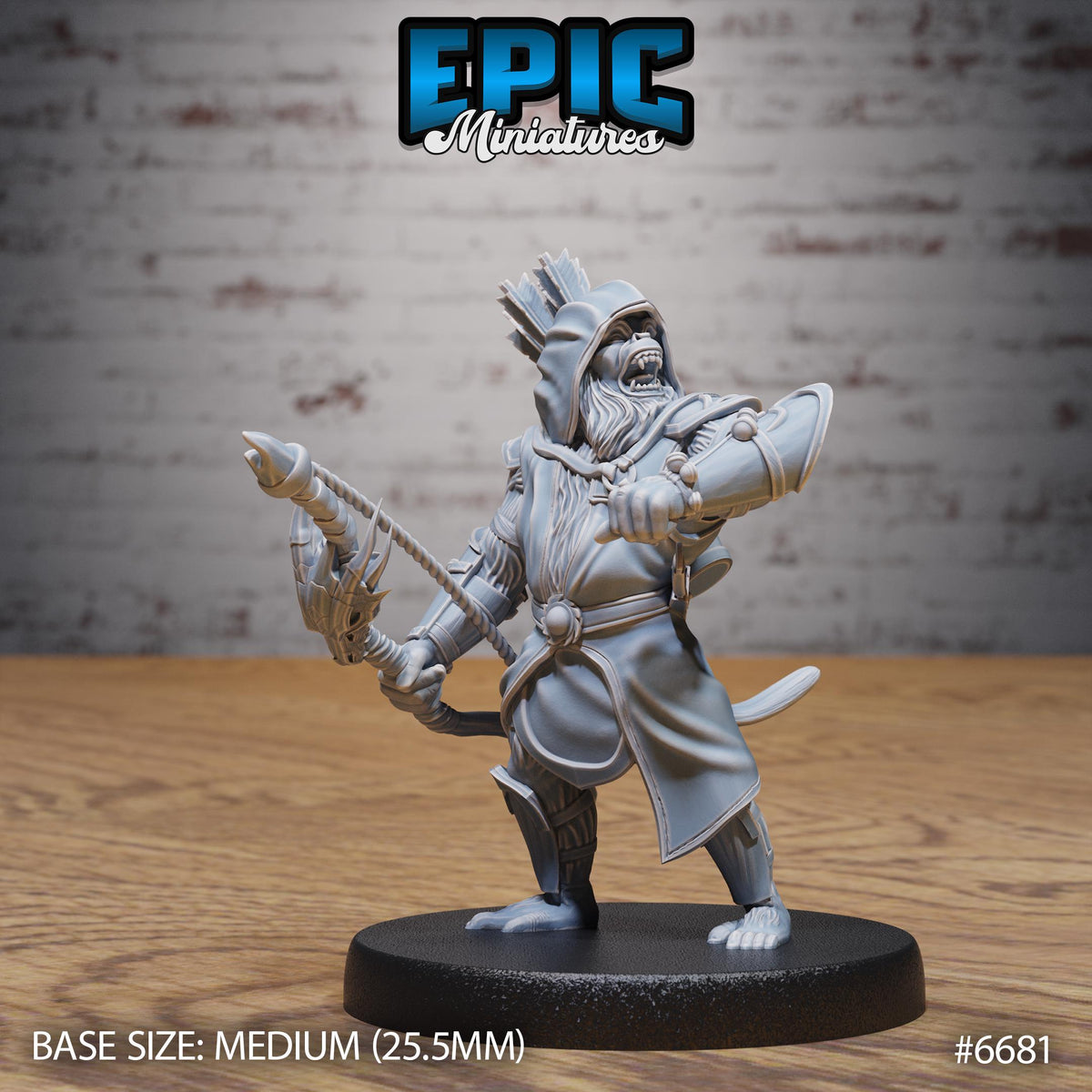Wukong Folk Ranger Option #6681 front DND miniature Secretive East 16k resin
