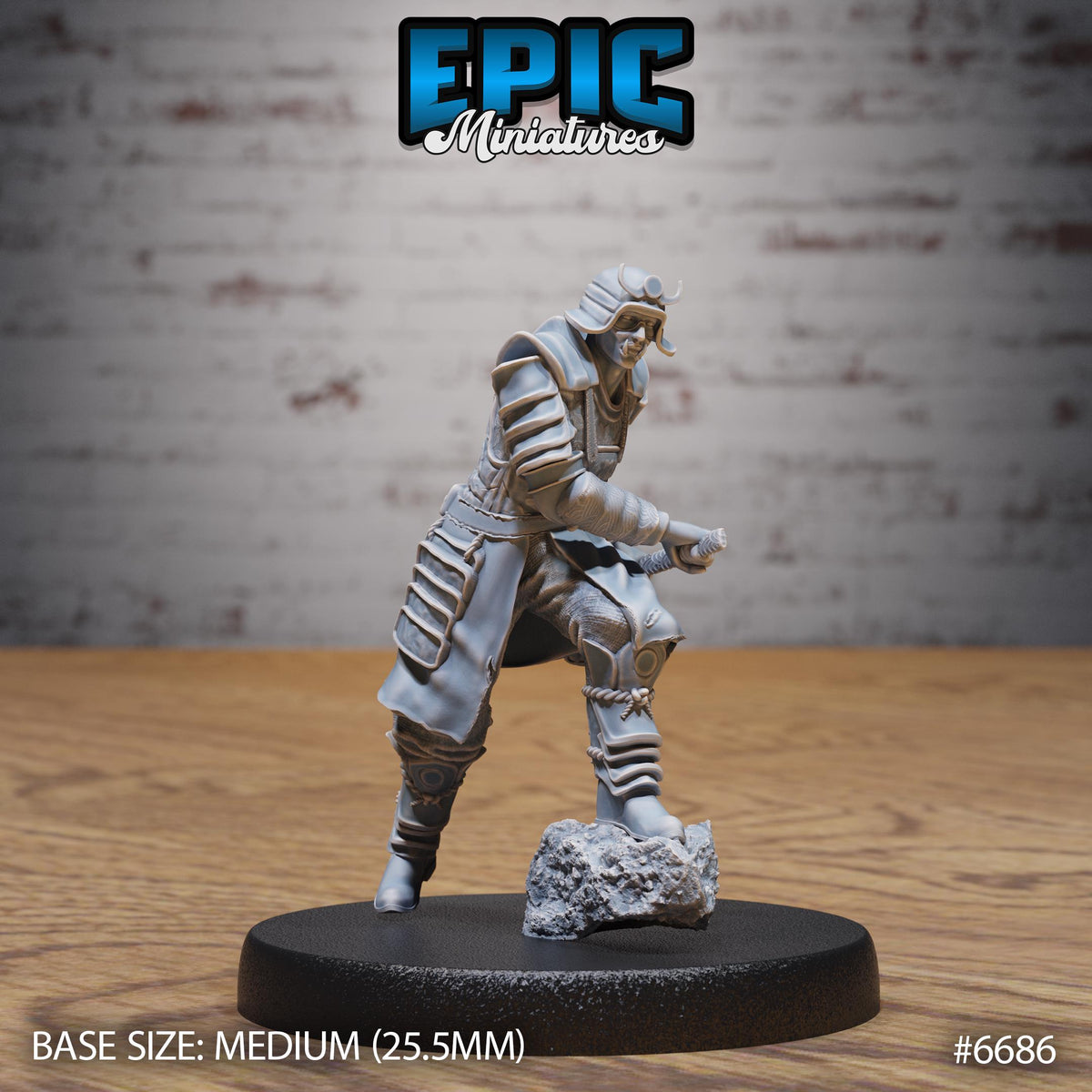 Half-Blood Samurai Option #6686 front DND miniature Secretive East 16k resin