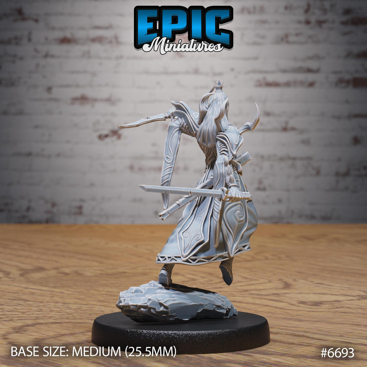 Dark Elf Emperor Option #6693 back DND miniature Secretive East 16k resin