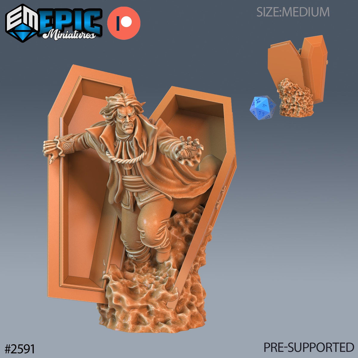 Vampire Baron Option #2591 front DND miniature Vampires Curse 16k resin