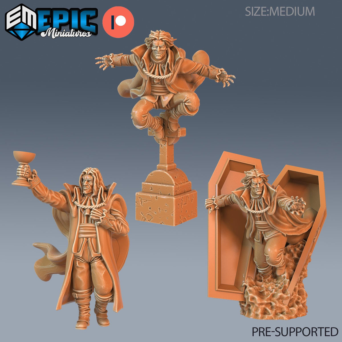 Vampire Baron Set of 3 DND miniatures group photo Vampires Curse