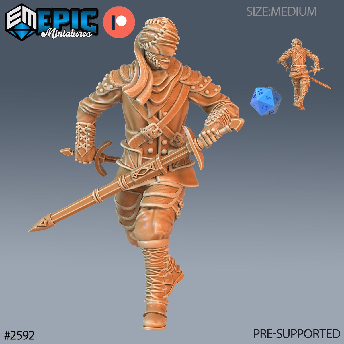 Vampire Assassin Option #2592 front DND miniature Vampires Curse 16k resin