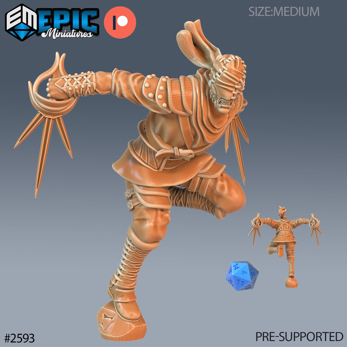 Vampire Assassin Option #2593 front DND miniature Vampires Curse 16k resin
