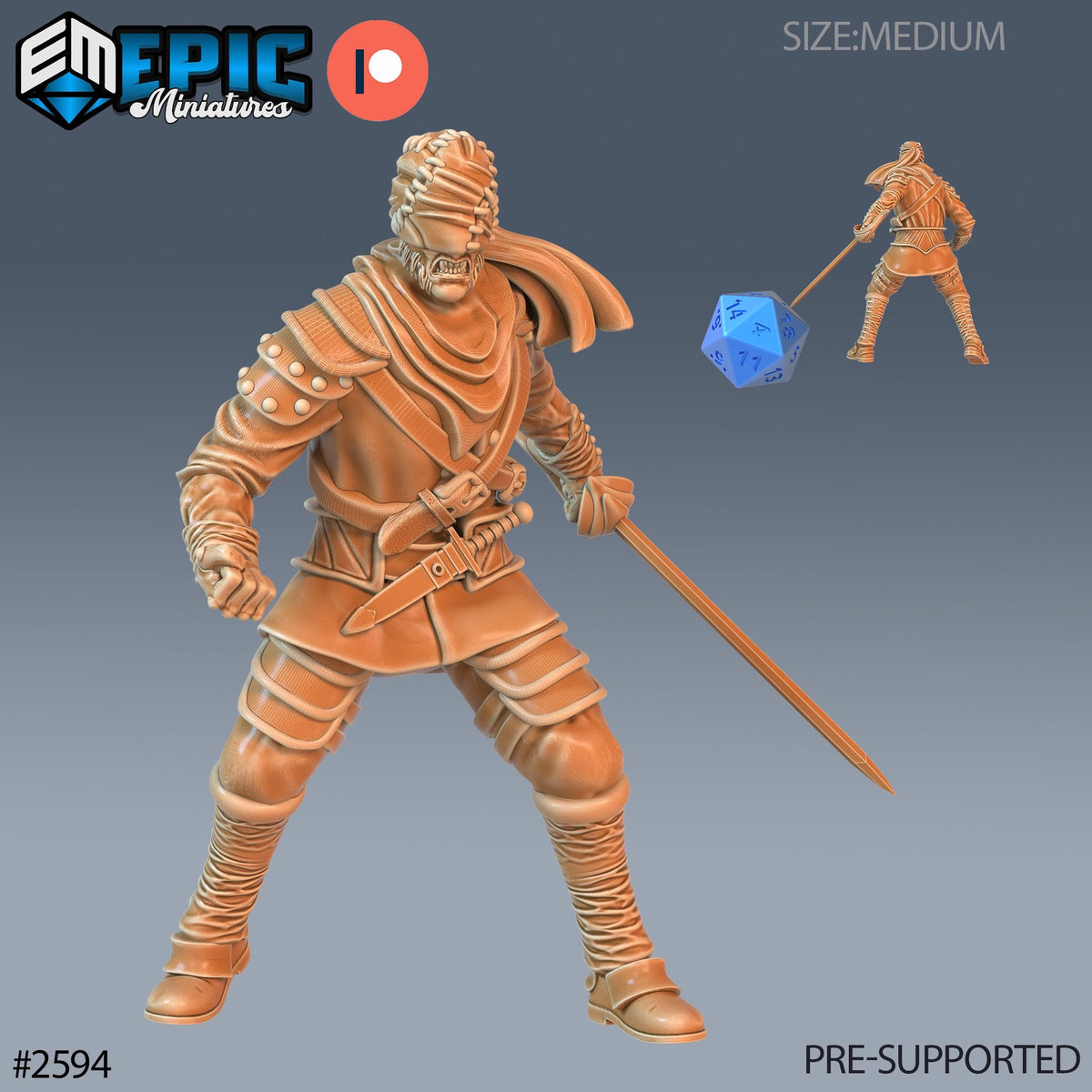 Vampire Assassin Option #2594 front DND miniature Vampires Curse 16k resin