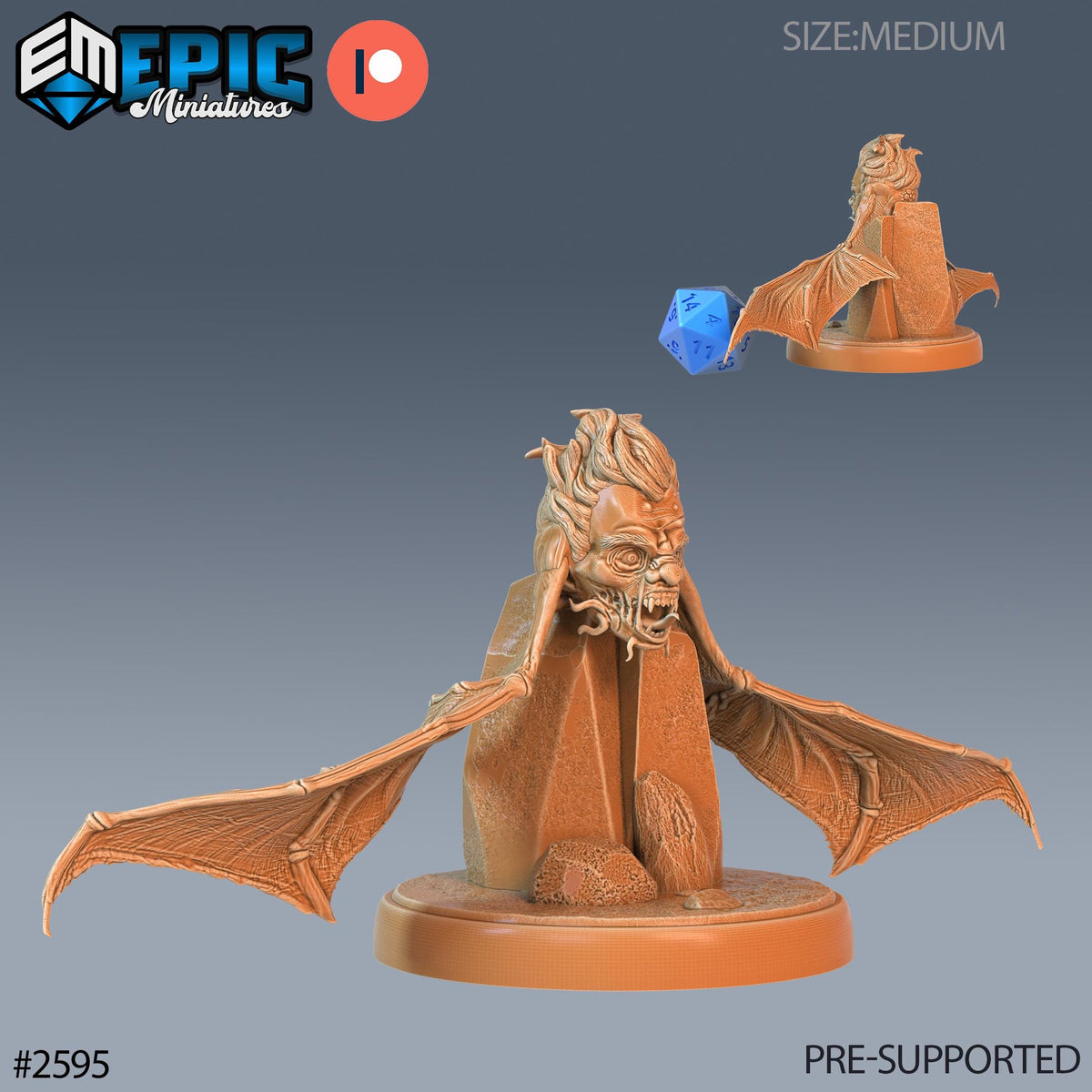 Flying Head Hungry #2 front DND miniature Vampires Curse 16k resin