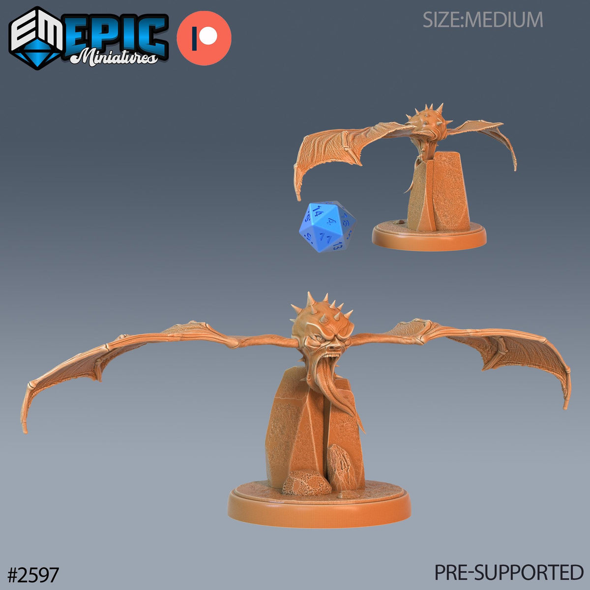Flying Head Spikey #1 front DND miniature Vampires Curse 16k resin