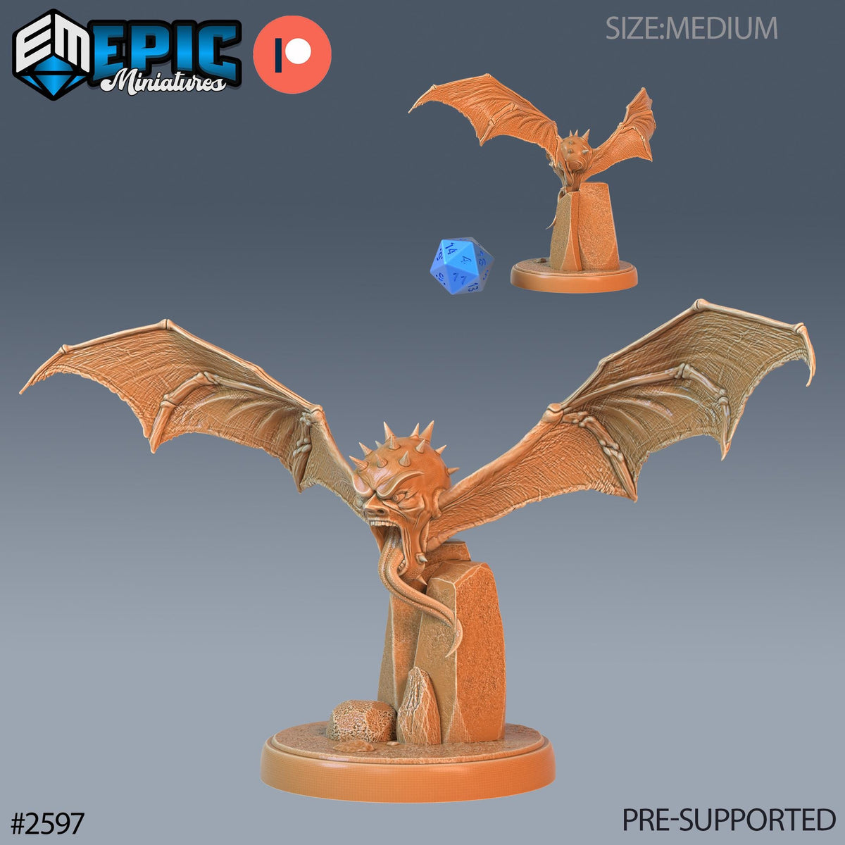 Flying Head Spikey #3 front DND miniature Vampires Curse 16k resin