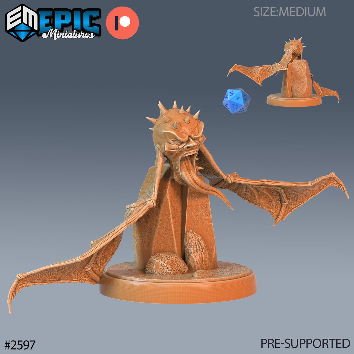 Flying Head Spikey #2 front DND miniature Vampires Curse 16k resin