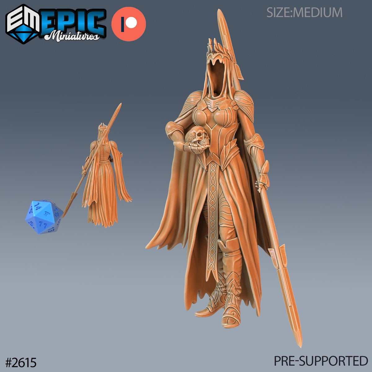 Wraith Female Option #2615 front DND miniature Vampires Curse 16k resin