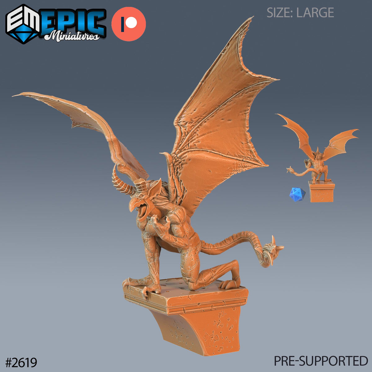 Gargoyle Option #2619 front DND miniature Vampires Curse 16k resin