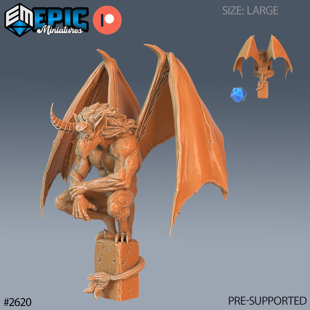 Gargoyle Option #2620 front DND miniature Vampires Curse 16k resin