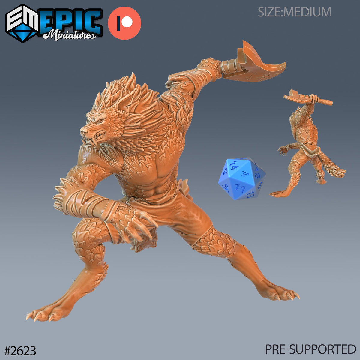 Cursed Werewolf Option #2623 front DND miniature Vampires Curse 16k resin