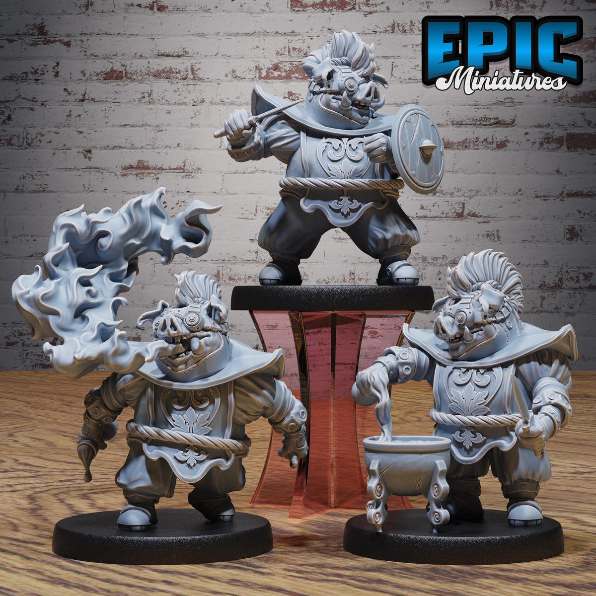 Pig Alchemist Set of 3 DND miniatures group photo Goblin Camp