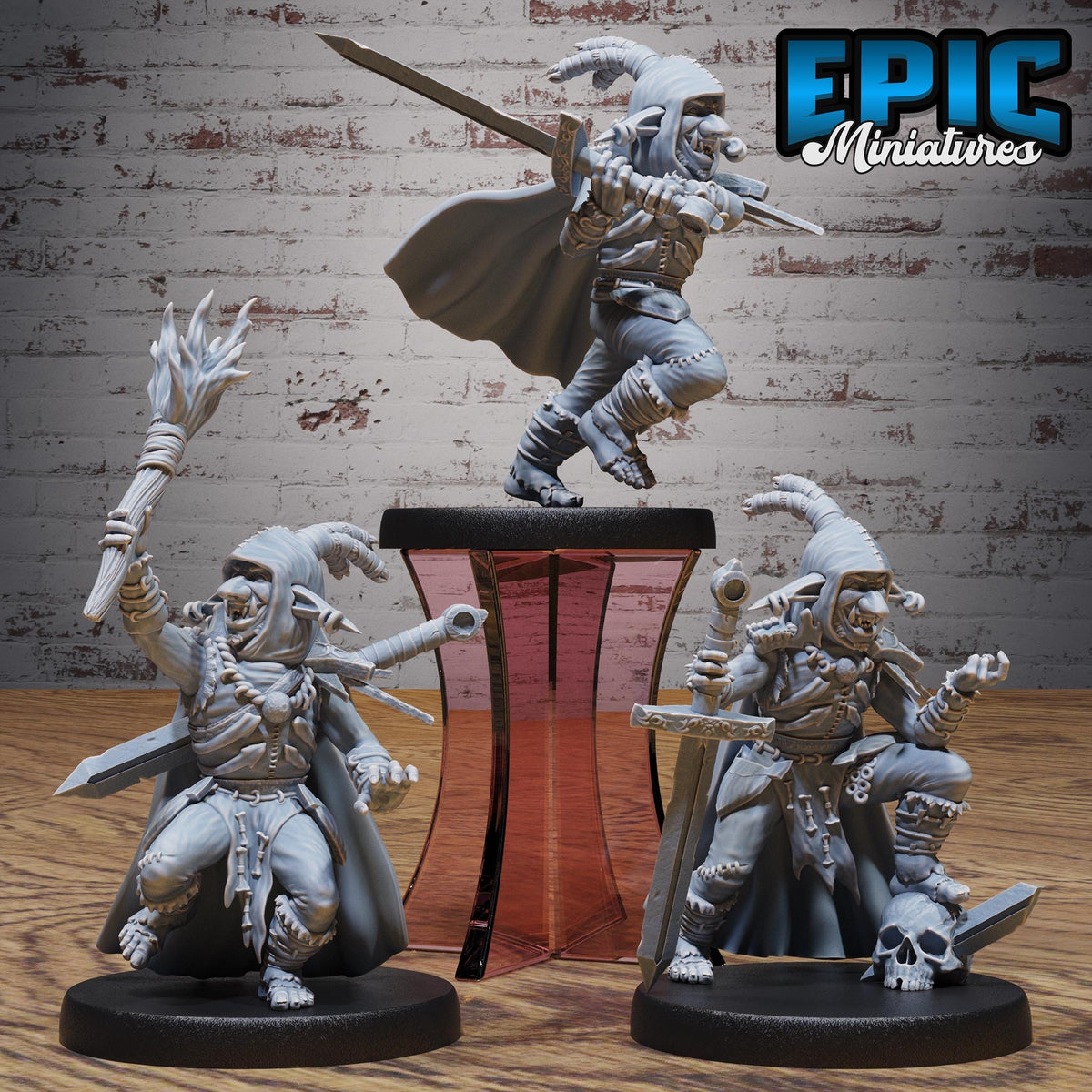 Goblin Troll Hunter Set of 3 DND miniatures group photo Goblin Camp