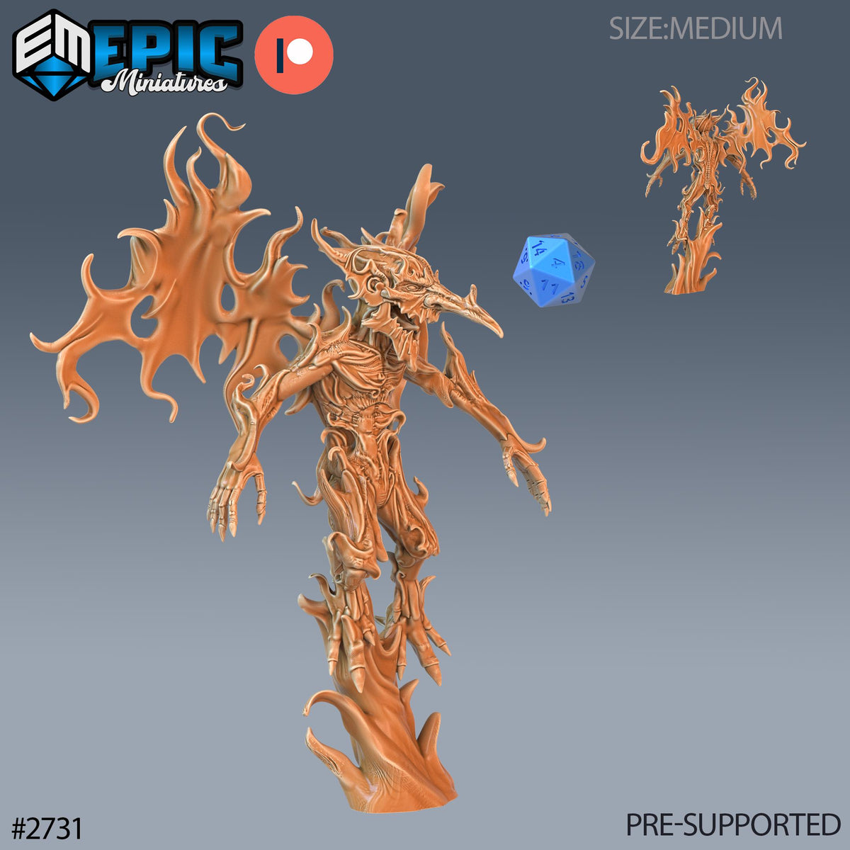 Fire Mephit Option #2731 front DND miniature Demonic Foulness 16k resin