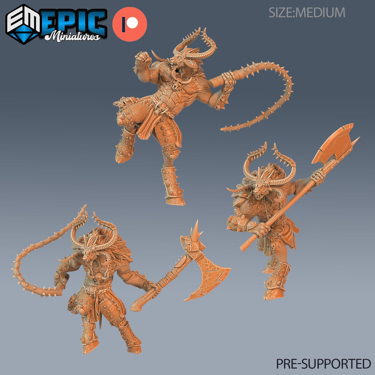 Demonic Minotaur Set of 3 DND miniatures group photo Demonic Foulness