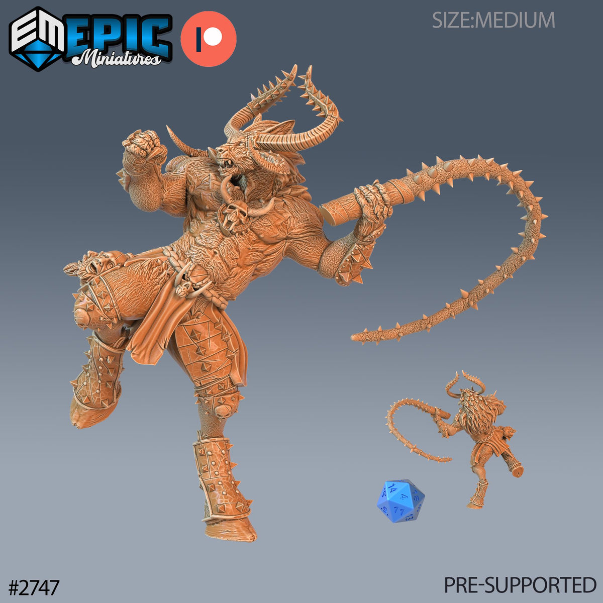 Demonic Minotaur Option #2747 front DND miniature Demonic Foulness 16k resin
