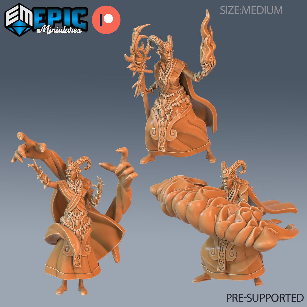 Warlock Tiefling Set of 3 DND miniatures group photo Demonic Foulness