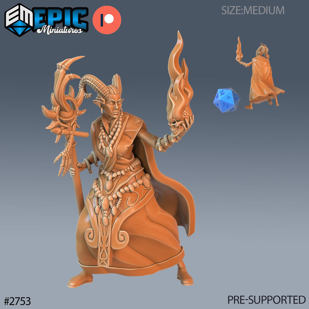 Warlock Tiefling Option #2753 front DND miniature Demonic Foulness 16k resin