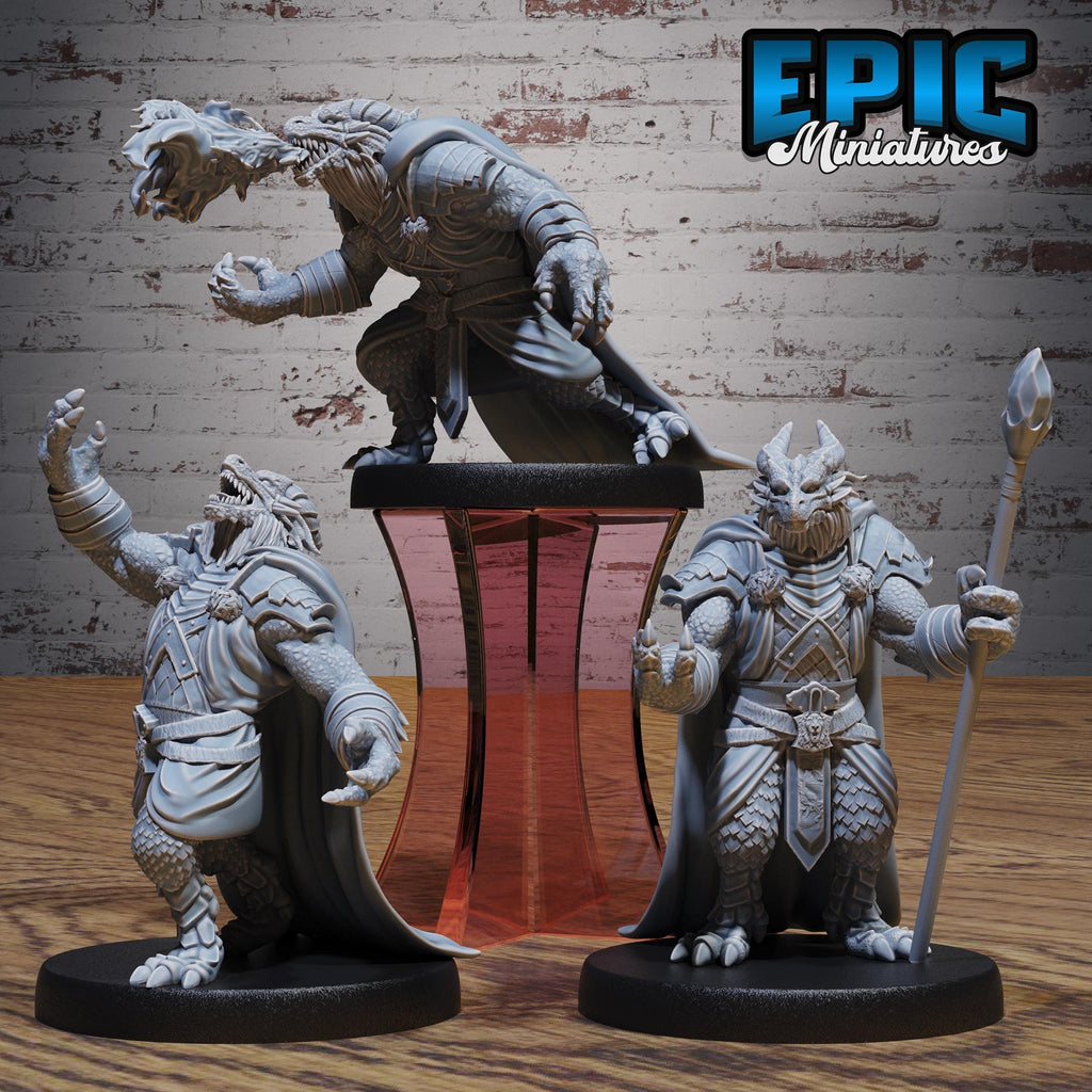 Dragonborn Mage Set of 3 DND miniatures group photo Dragons Reborn