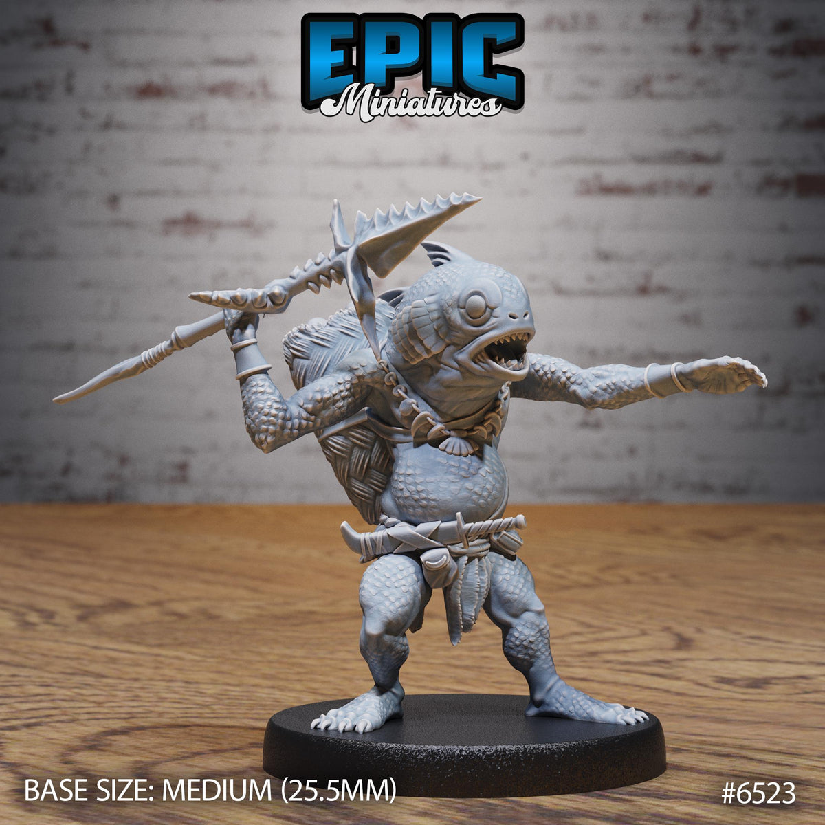 Fish Folk Warrior Option #6523 front DND miniature Deep Dive 16k resin