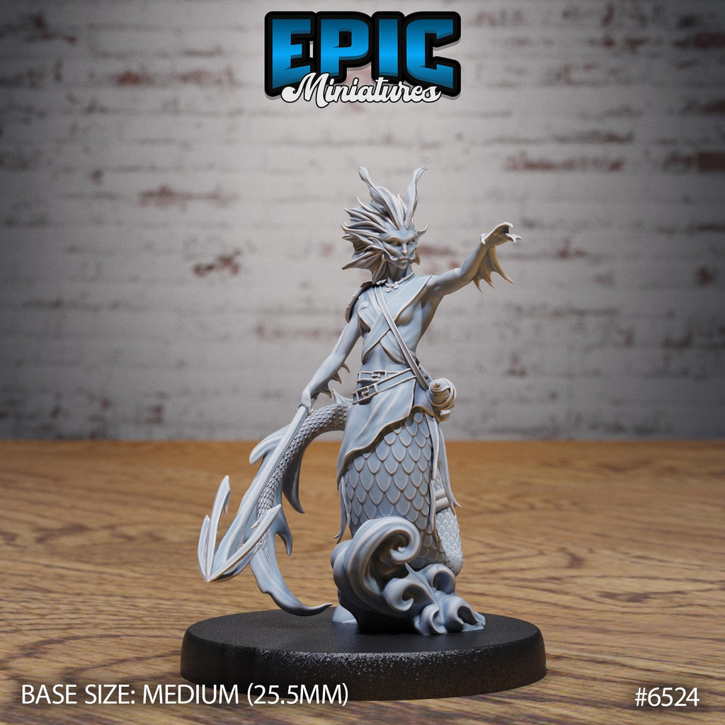 Merfolk Option #6524 front DND miniature Deep Dive 16k resin