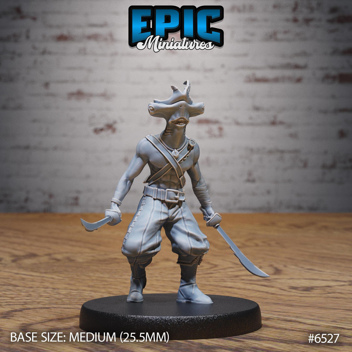 Hammer Fish Pirate Option #6527 front DND miniature Deep Dive 16k resin
