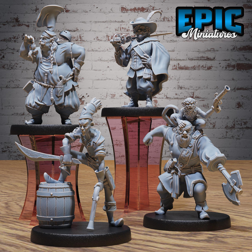 Pirate Crew Set of 4 DND miniatures group photo Deep Dive