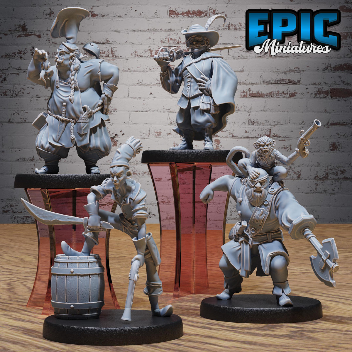Pirate Crew Set of 4 DND miniatures group photo Deep Dive