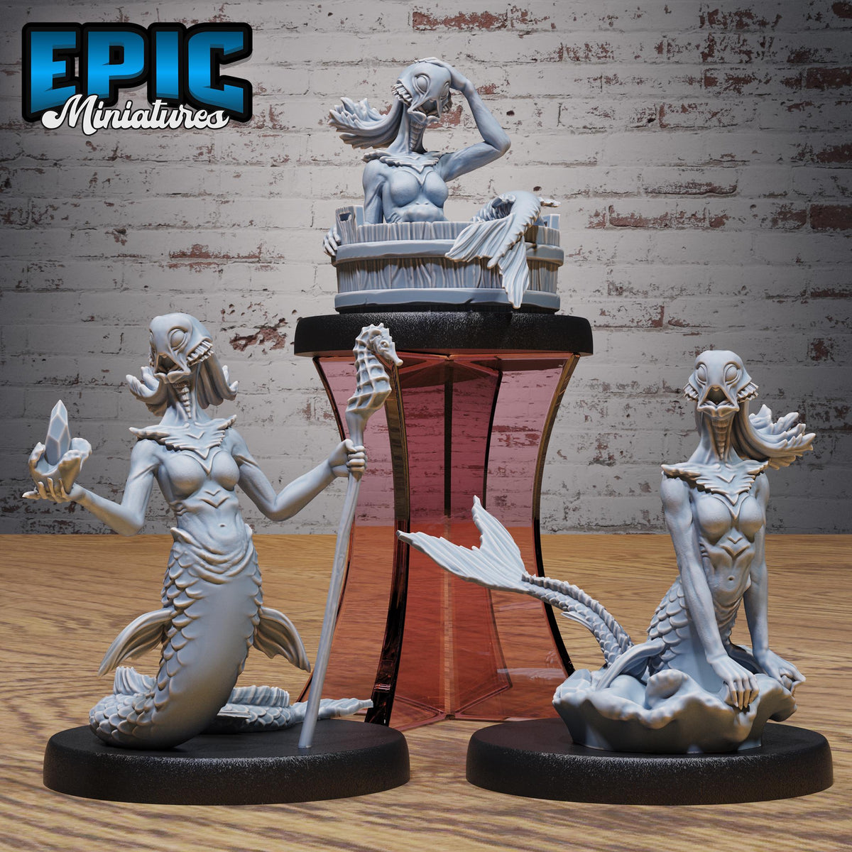 Deep Siren of 3 DND miniatures group photo Deep Dive