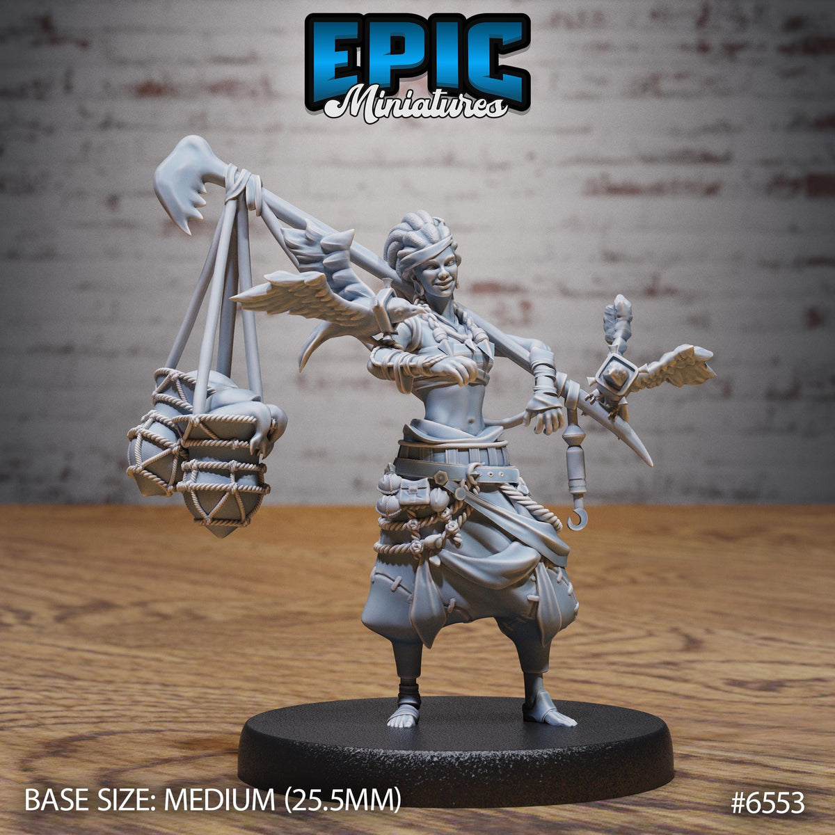 Pirate Island Girl of 3 Option #6553 front DND miniature Deep Dive 16k resin