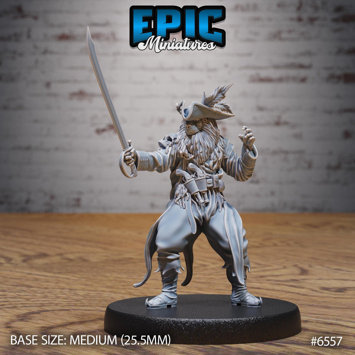 Lion Folk Captain of 3 Option #6557 front DND miniature Deep Dive 16k resin
