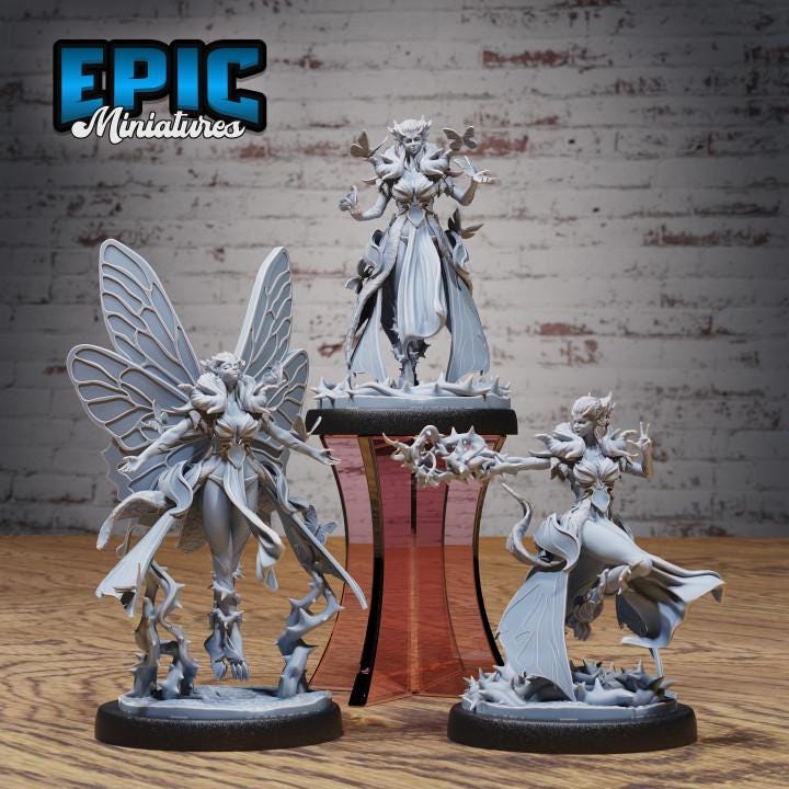 Butterfly Fairy Set of 3 DND miniatures group photo Jungle Encounter