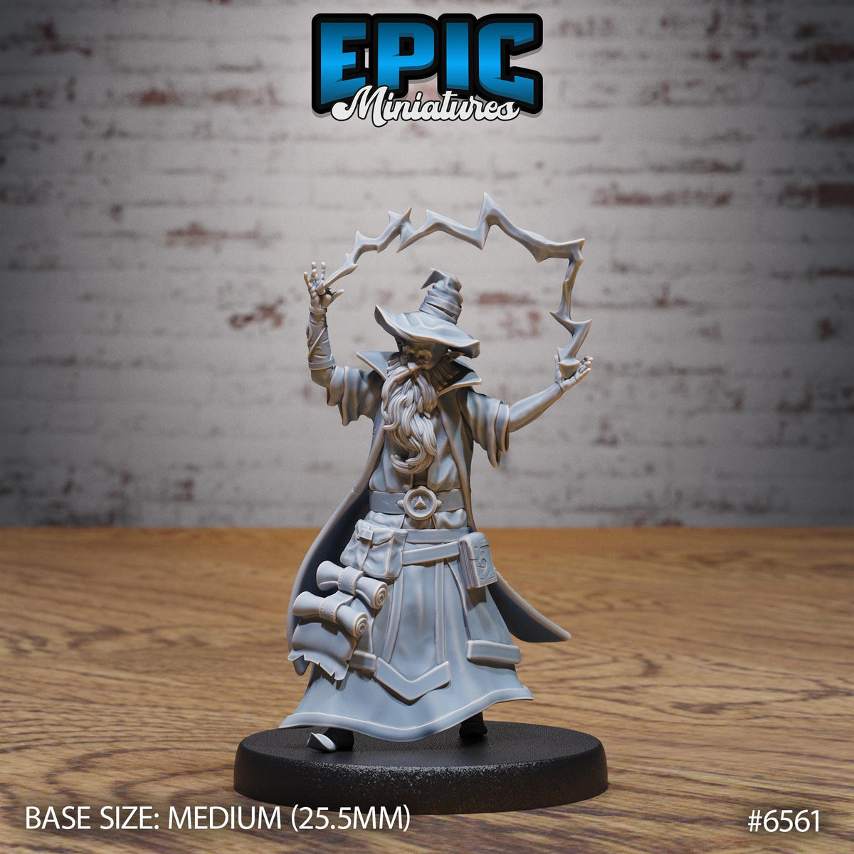 Old Wizard Option #6561 front DND miniature Magical Library 16k resin