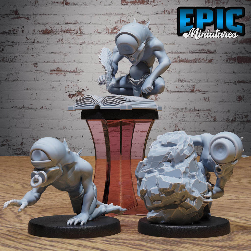 Nothic Baby Set of 3 DND miniatures group photo Magical Library