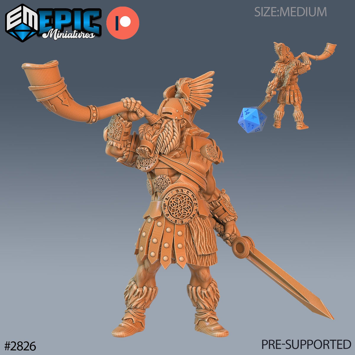 Norse God Heimdall Option #2826 front DND miniature Viking Age 16k resin