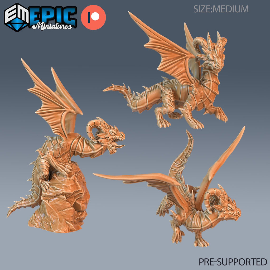 Dragon Wyrmling Set of 3 DND miniatures group photo Viking Age