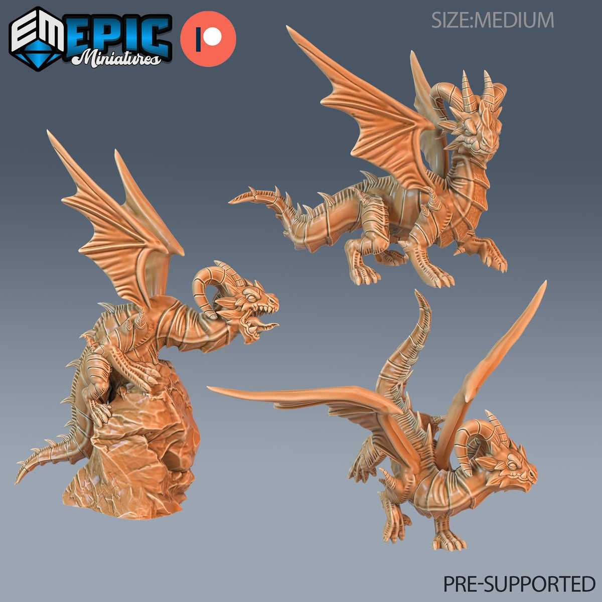 Dragon Wyrmling Set of 3 DND miniatures group photo Viking Age