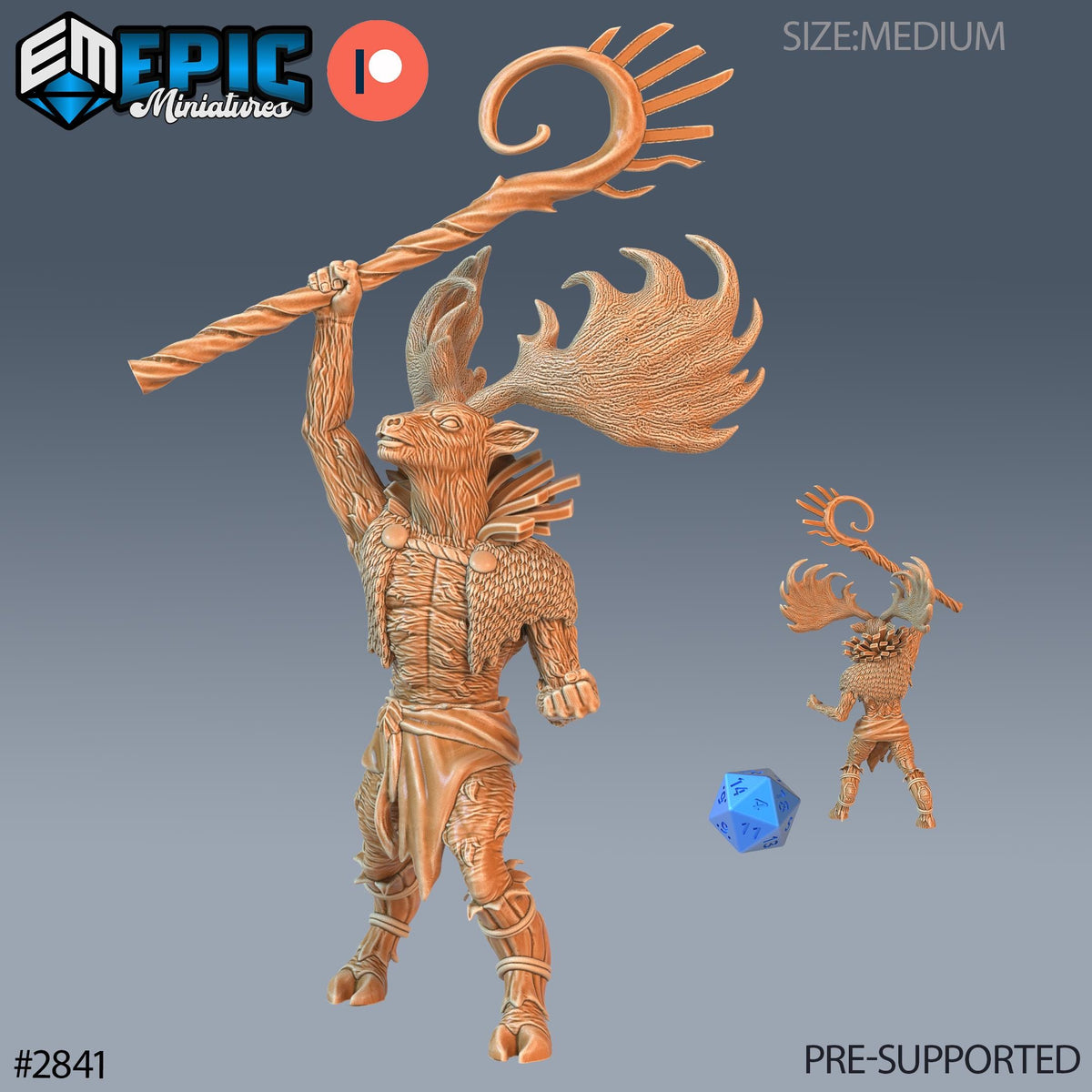 Deer Shaman Option #2841 front DND miniature Viking Age 16k resin