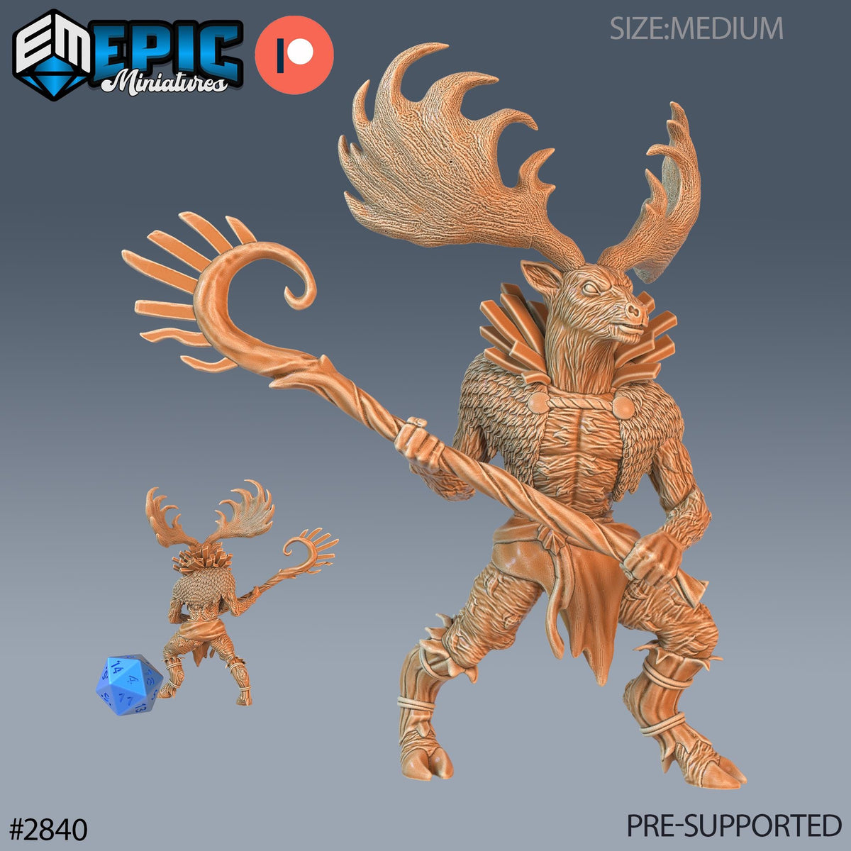 Deer Shaman Option #2840 front DND miniature Viking Age 16k resin