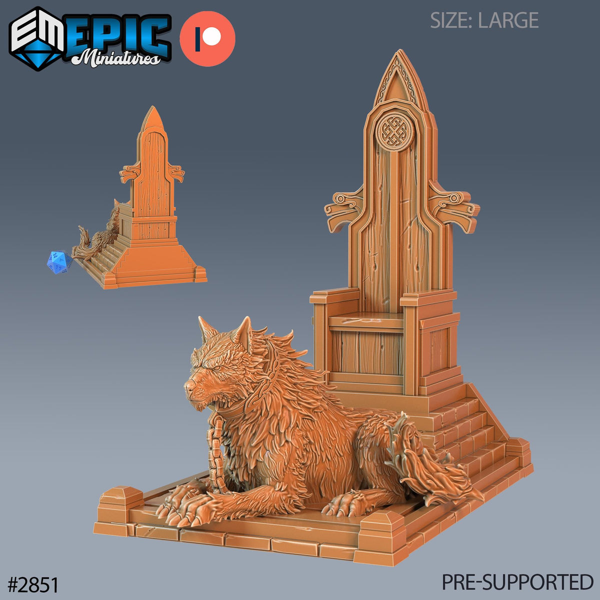 Fenrir Wolf Option #2851 front DND miniature Viking Age 16k resin