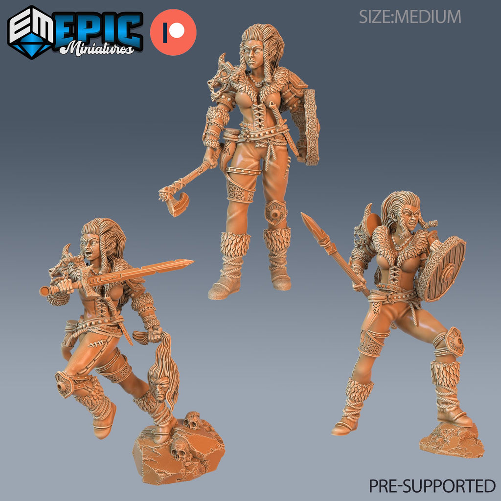 Viking Shieldmaiden Lathgertha Set of 3 DND miniatures group photo Viking Age