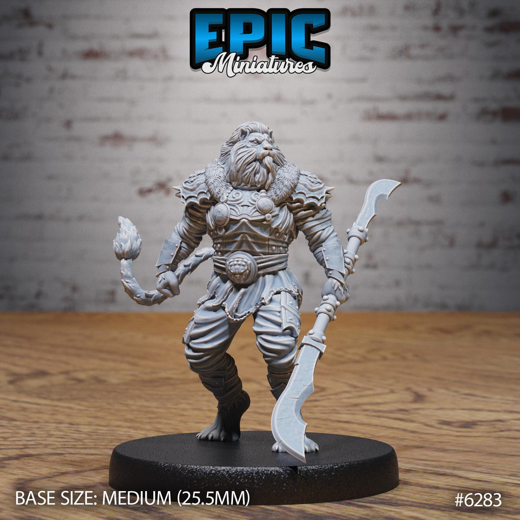 Lion King Fighter Option #6283 front DND miniature Beastly Champions 16k resin