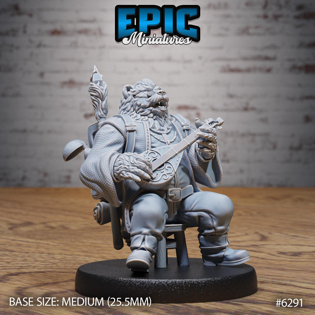 Bear Bard Option #6291 front DND miniature Beastly Champions 16k resin