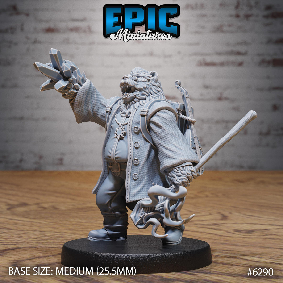 Bear Bard Option #6290 front DND miniature Beastly Champions 16k resin